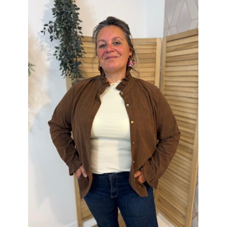 Surchemise Marron By One Velours Côtelé Grande Taille | Marina & Paloma