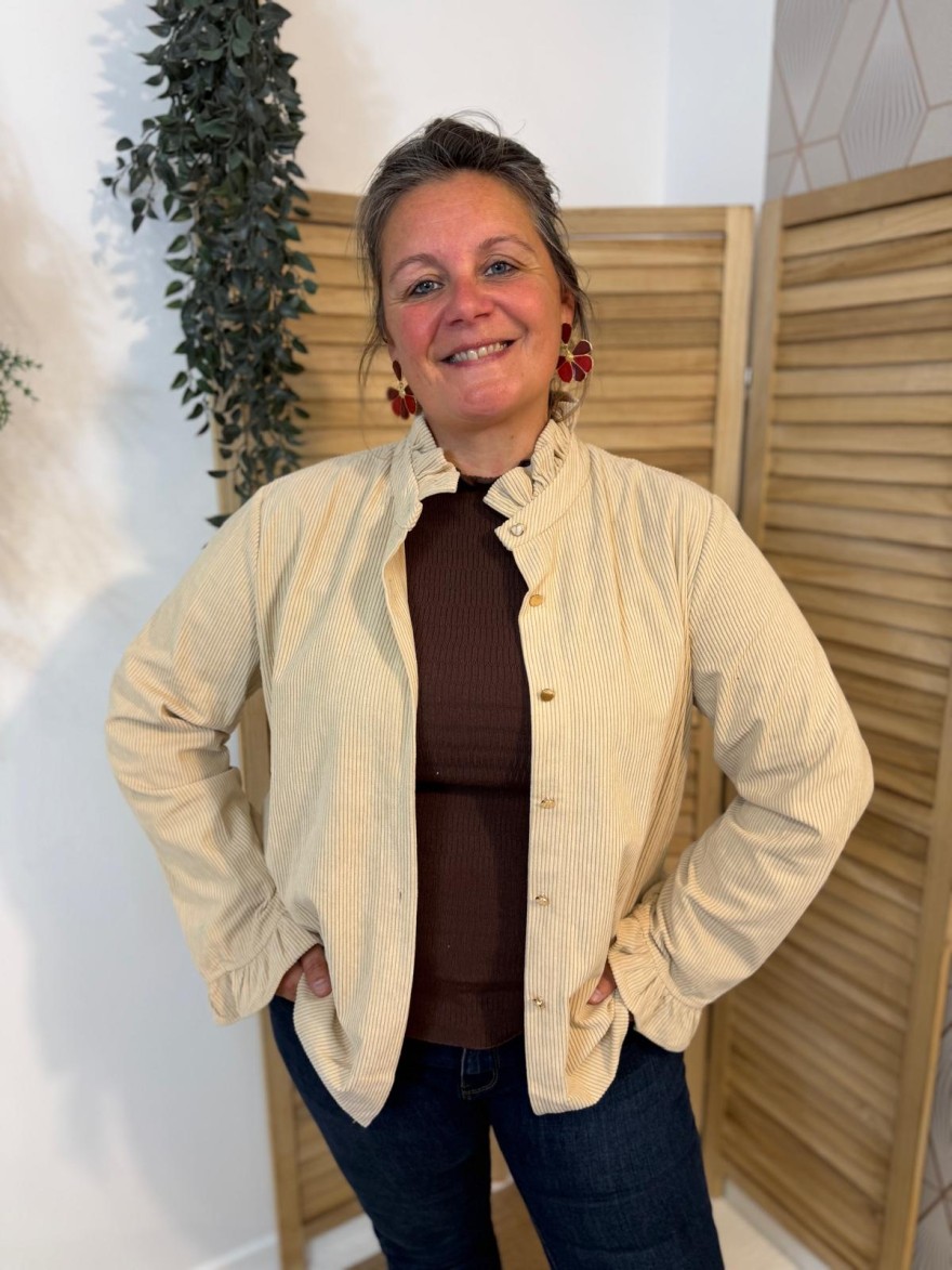 Surchemise Beige By One Velours Côtelé Grande Taille | Marina & Paloma