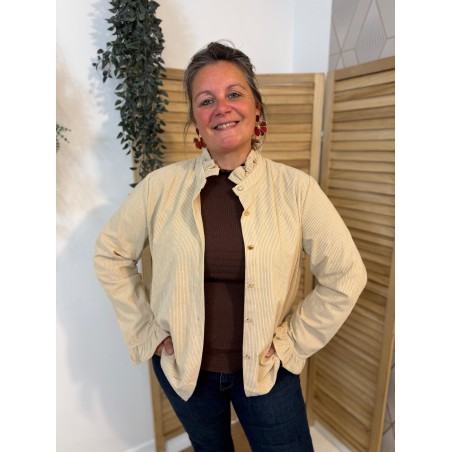 Surchemise Beige By One Velours Côtelé Grande Taille | Marina & Paloma