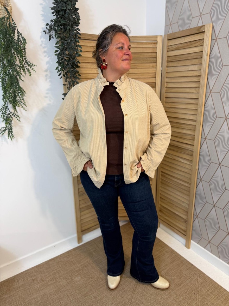 Surchemise Beige By One Velours Côtelé Grande Taille | Marina & Paloma