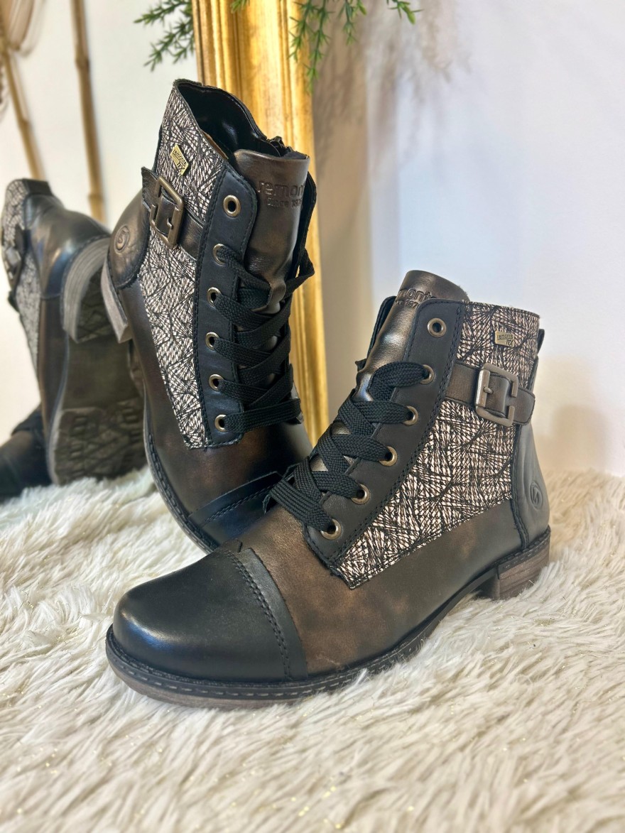 Bottine Remonte D4381-90 Bronze à Lacets Rock Métallisée | Marina & Paloma