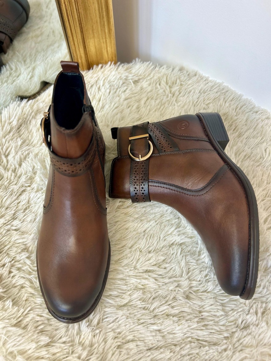 Bottine Plate Remonte D0F81-22 Cuir Camel | Marina & Paloma