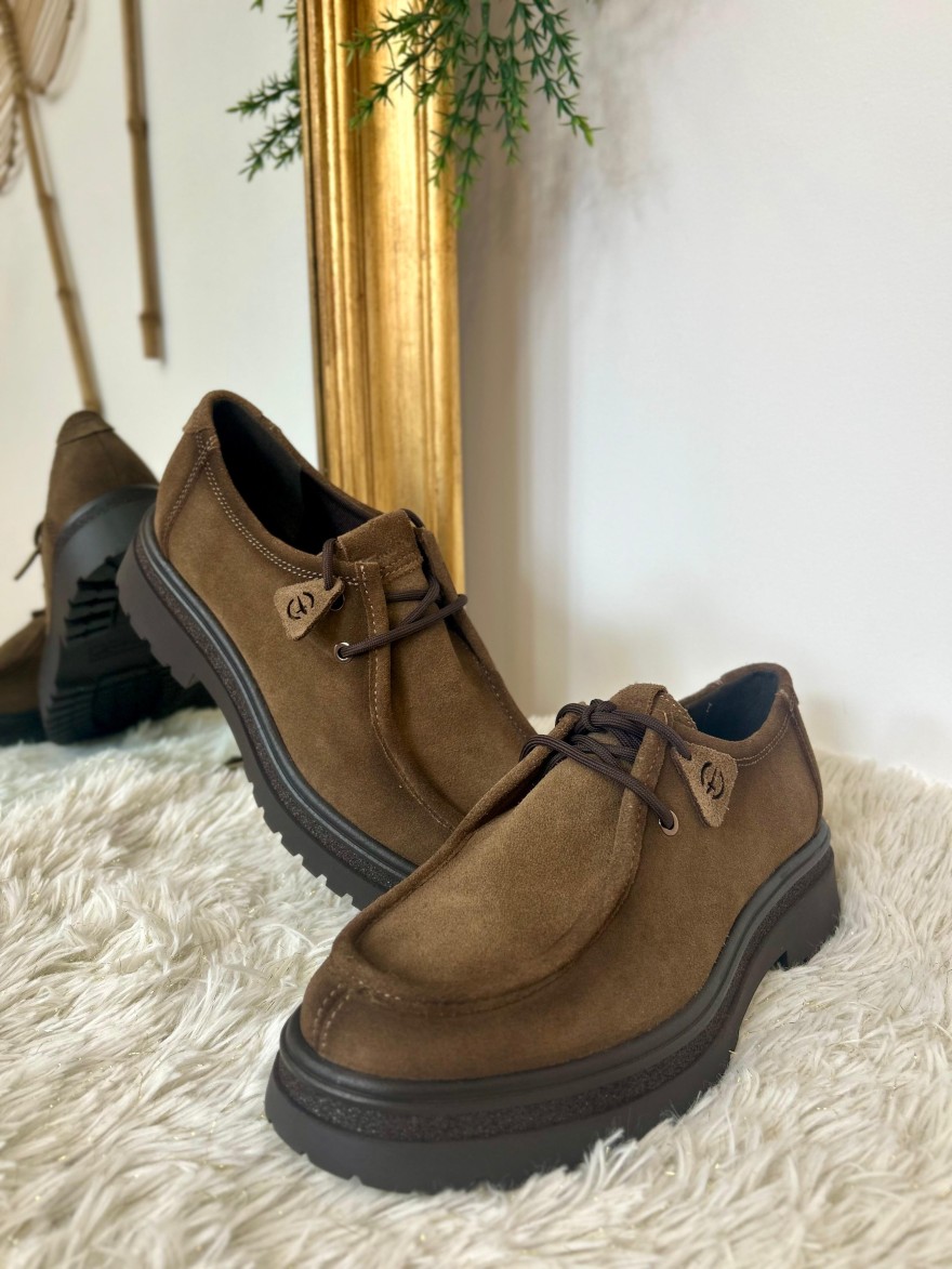 Derby Tamaris 23627 Marron Effet Paraboot Semelle Crantée | Marina & Paloma