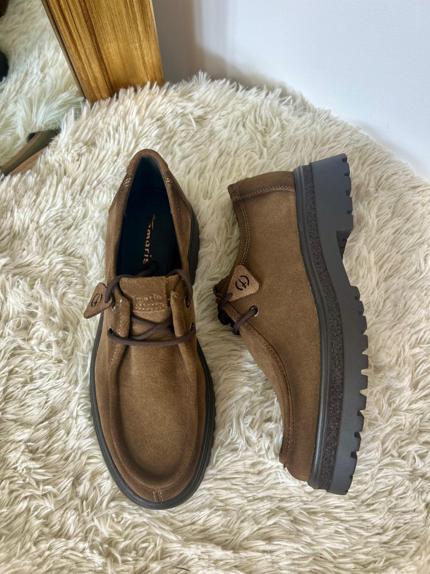 Derby Tamaris 23627 Marron Effet Paraboot Semelle Crantée | Marina & Paloma