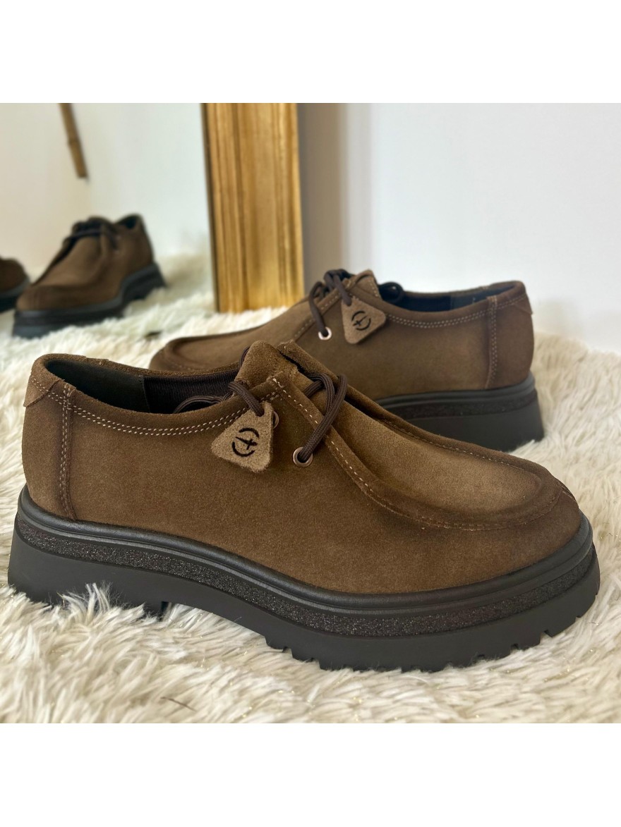 Derby Tamaris 23627 Marron Effet Paraboot Semelle Crantée | Marina & Paloma