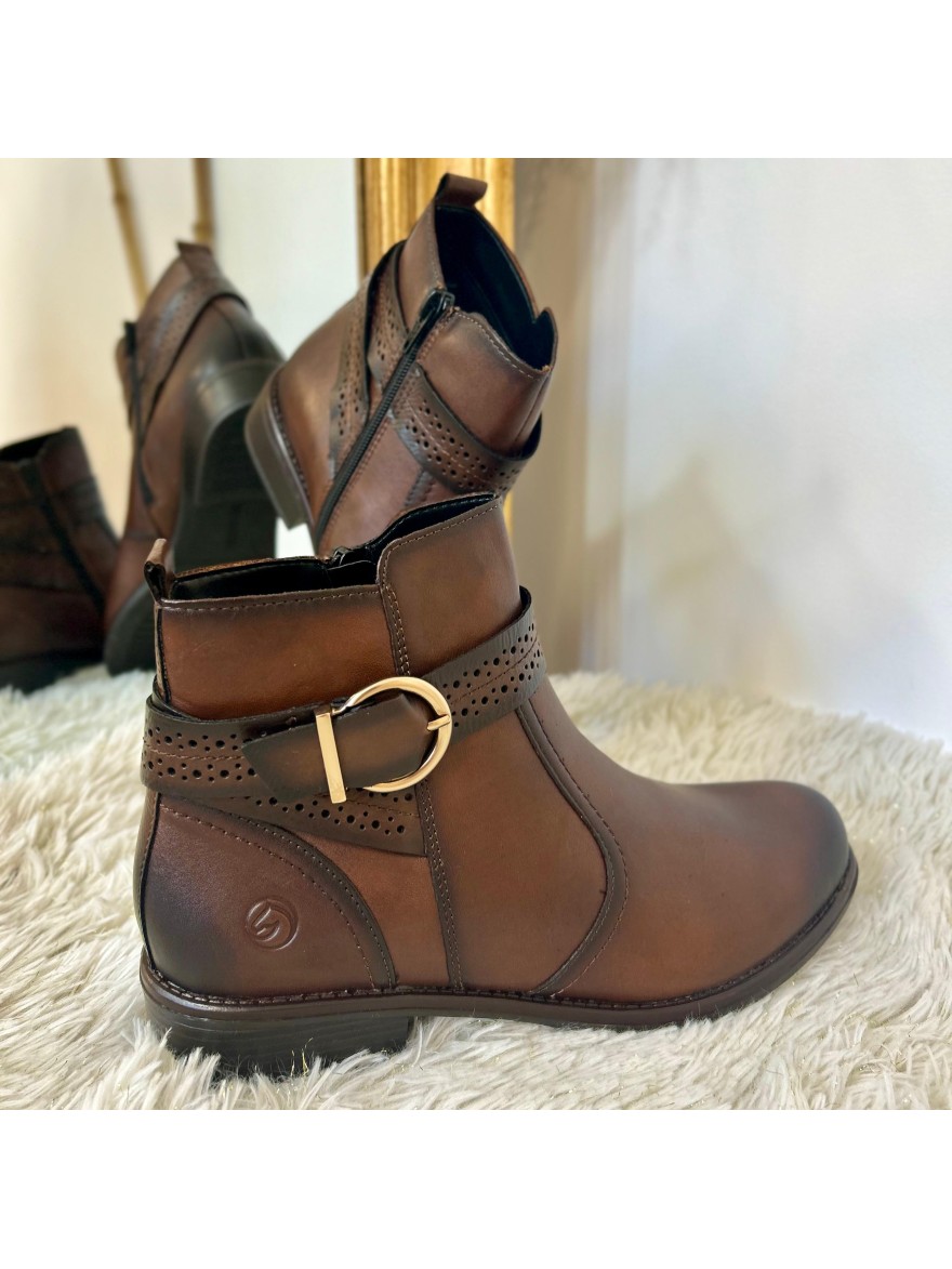 Bottine Plate Remonte D0F81-22 Cuir Camel | Marina & Paloma