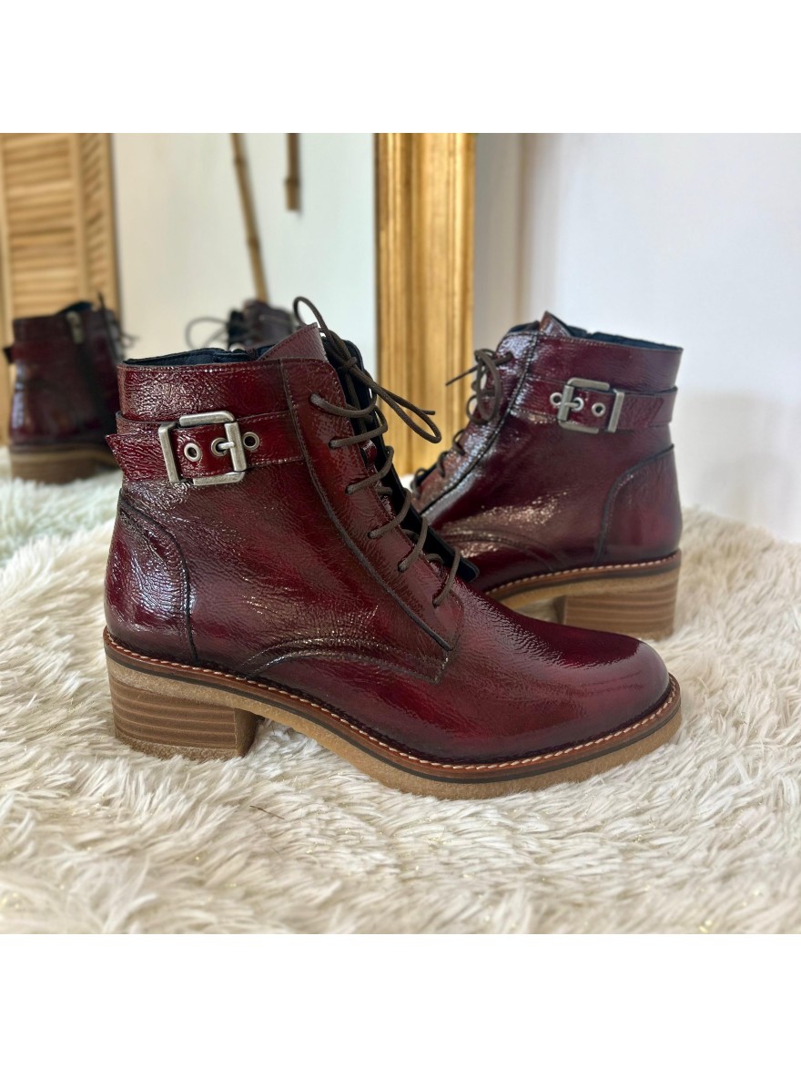 Bottine Dorking Lucero D8686 Vernis Bordeaux & Talon 5,5 cm | Marina & Paloma