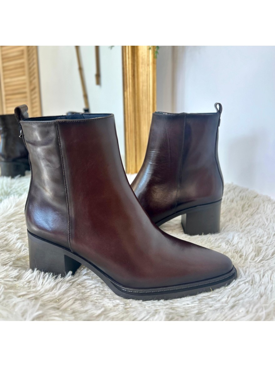 Bottine Dorking D9822 Marron Cuir Lisse & Talon 6,5 cm | Marina & Paloma