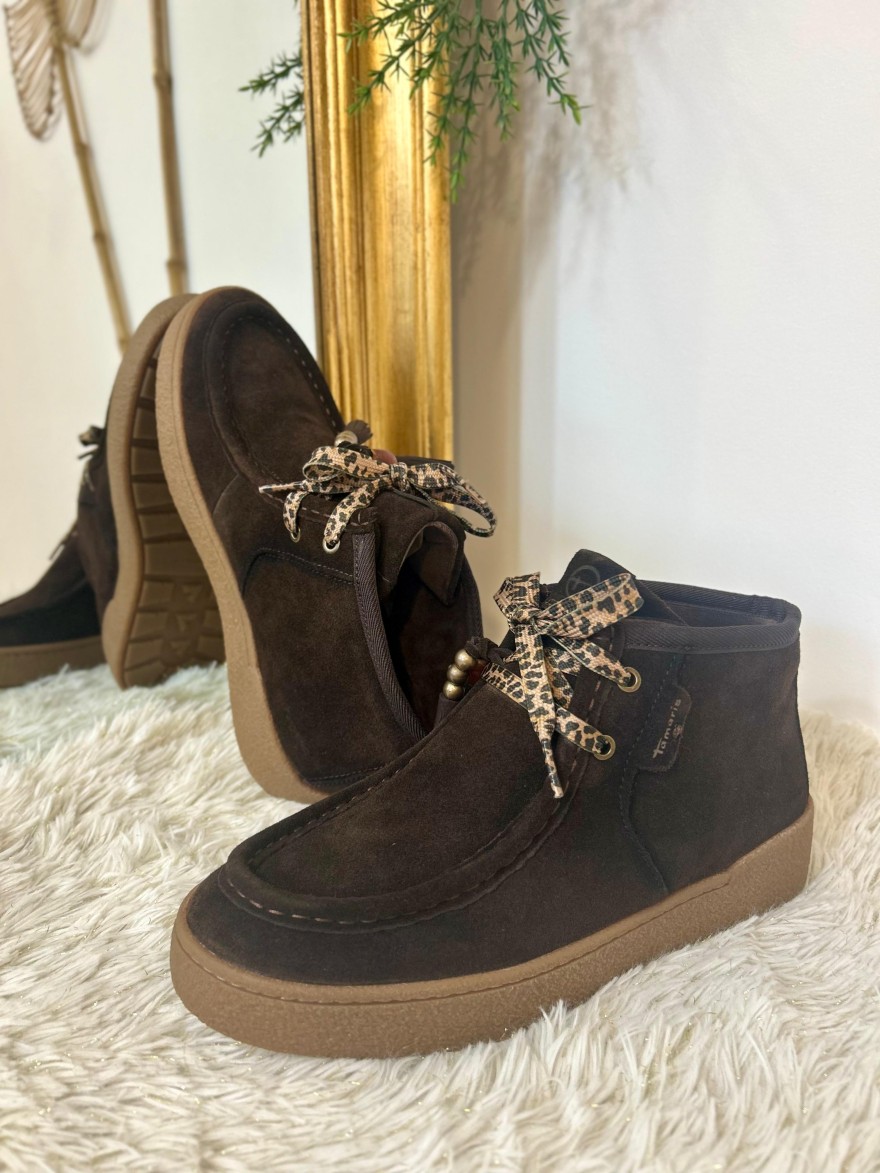 Derby Nubuck Tamaris 25406 cuir velours marron chocolat | Marina & Paloma