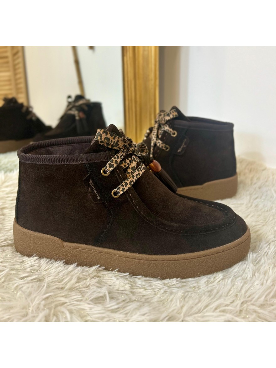 Derby Nubuck Tamaris 25406 cuir velours marron chocolat | Marina & Paloma