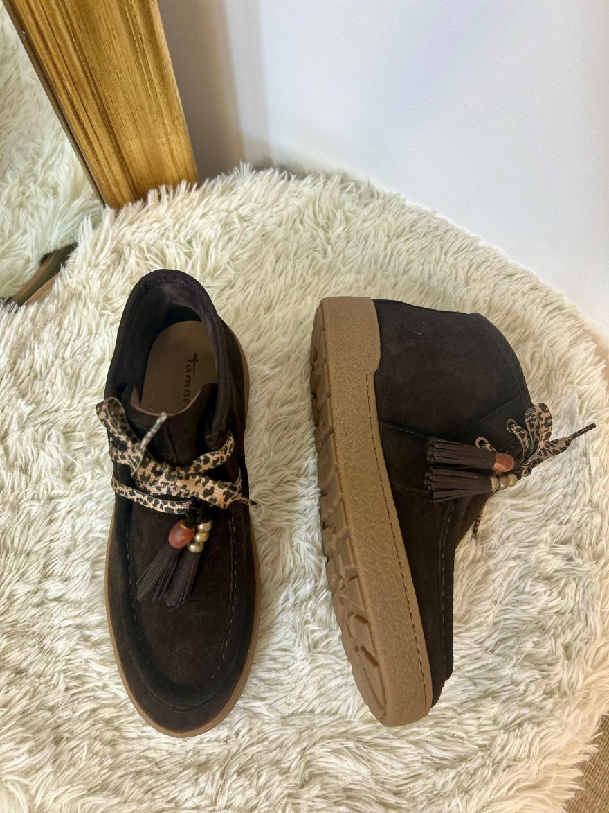 Derby Nubuck Tamaris 25406 cuir velours marron chocolat | Marina & Paloma