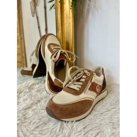 Basket Tamaris Cognac 23726 cuir, doré et semelle 3 cm | Marina & Paloma