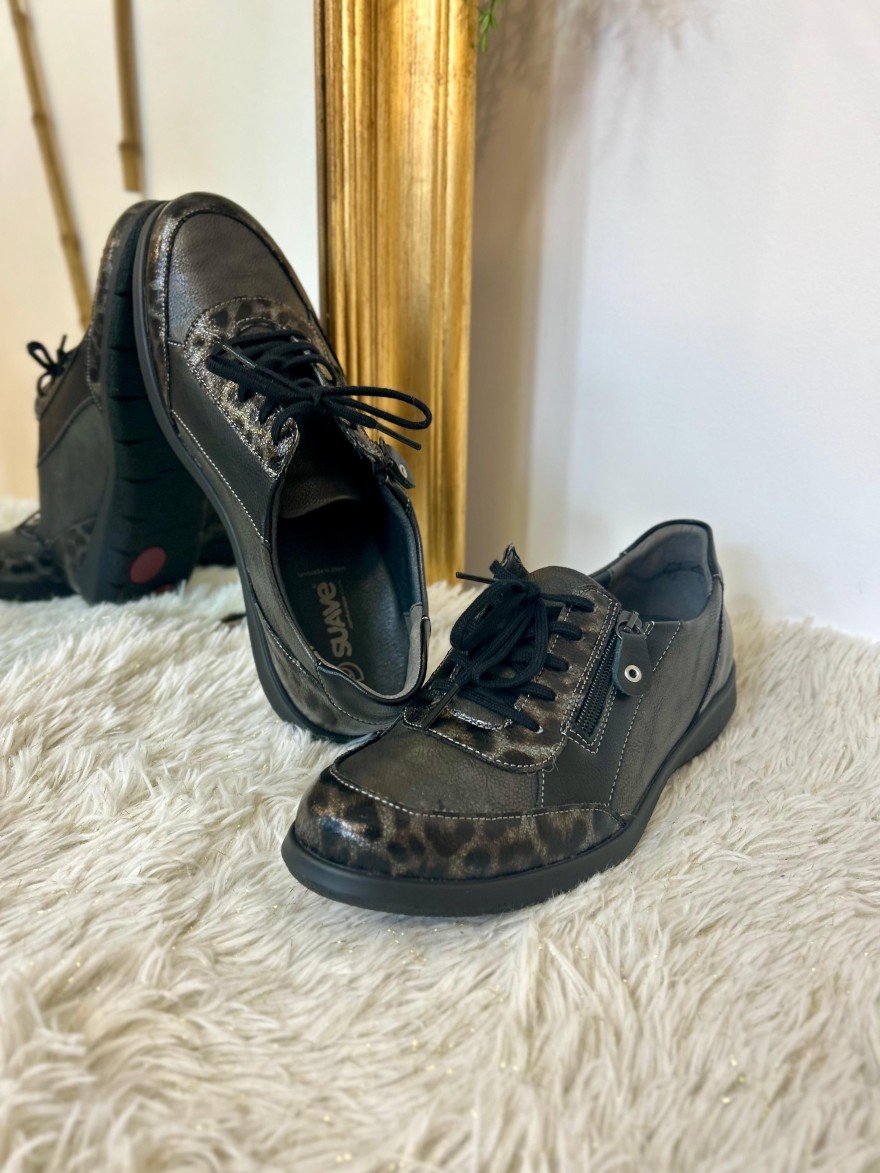Basket Suave Oxford 6627SV1 grise noire semelle amovible | Marina & Paloma