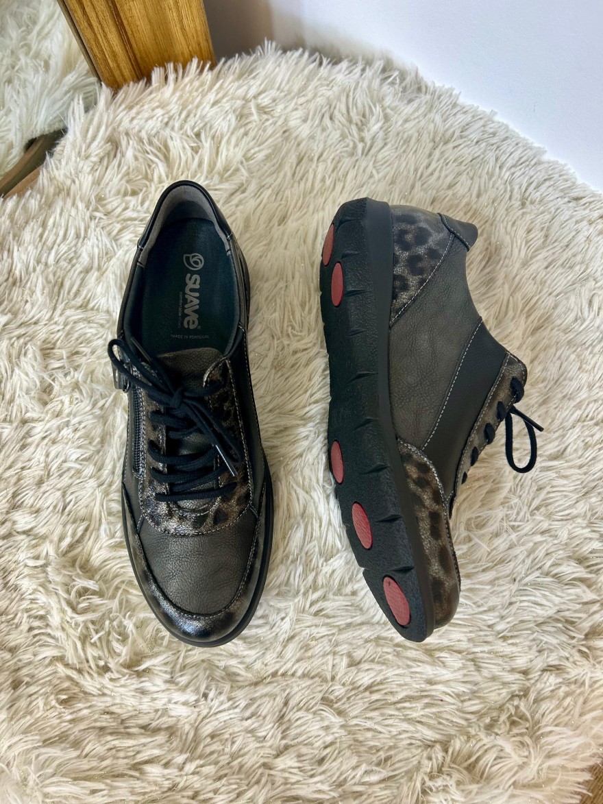 Basket Suave Oxford 6627SV1 grise noire semelle amovible | Marina & Paloma