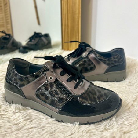 Basket Suave Nancy 10504SV1 cuir noir et détails métallisés | Marina & Paloma