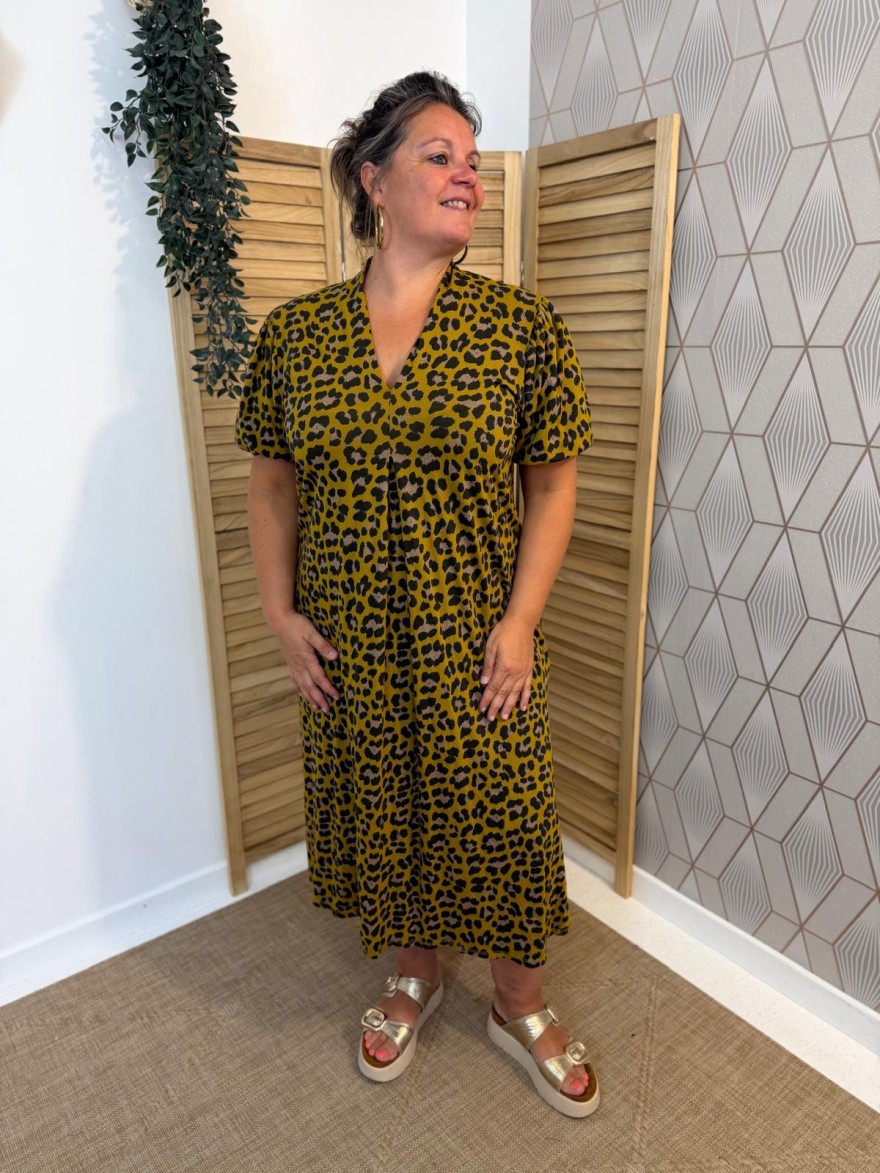 Robe Longue Léopard Miss Carla 100% coton et coupe fluide | Marina & Paloma