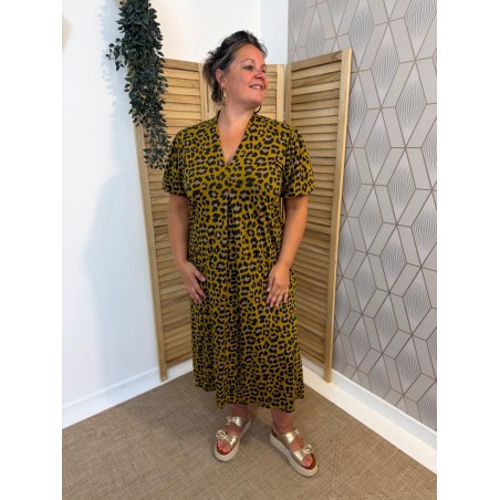 Robe Longue Léopard Miss Carla 100% coton et coupe fluide | Marina & Paloma