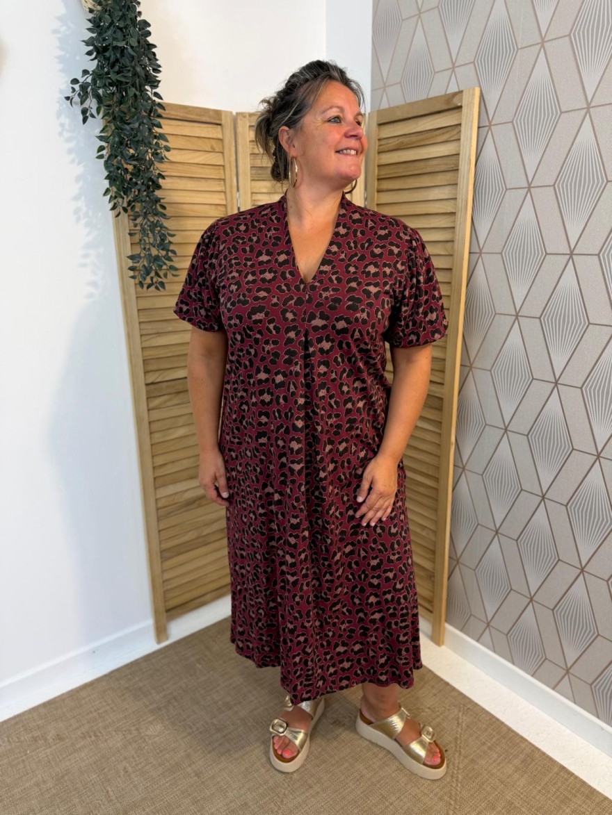 Robe Longue Léopard Miss Carla 100% coton et coupe fluide | Marina & Paloma