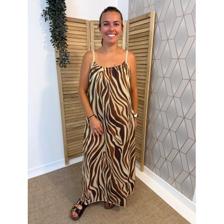 Robe en Lurex Fine Bretelle Miss Carla zébrée et fluide | Marina & Paloma