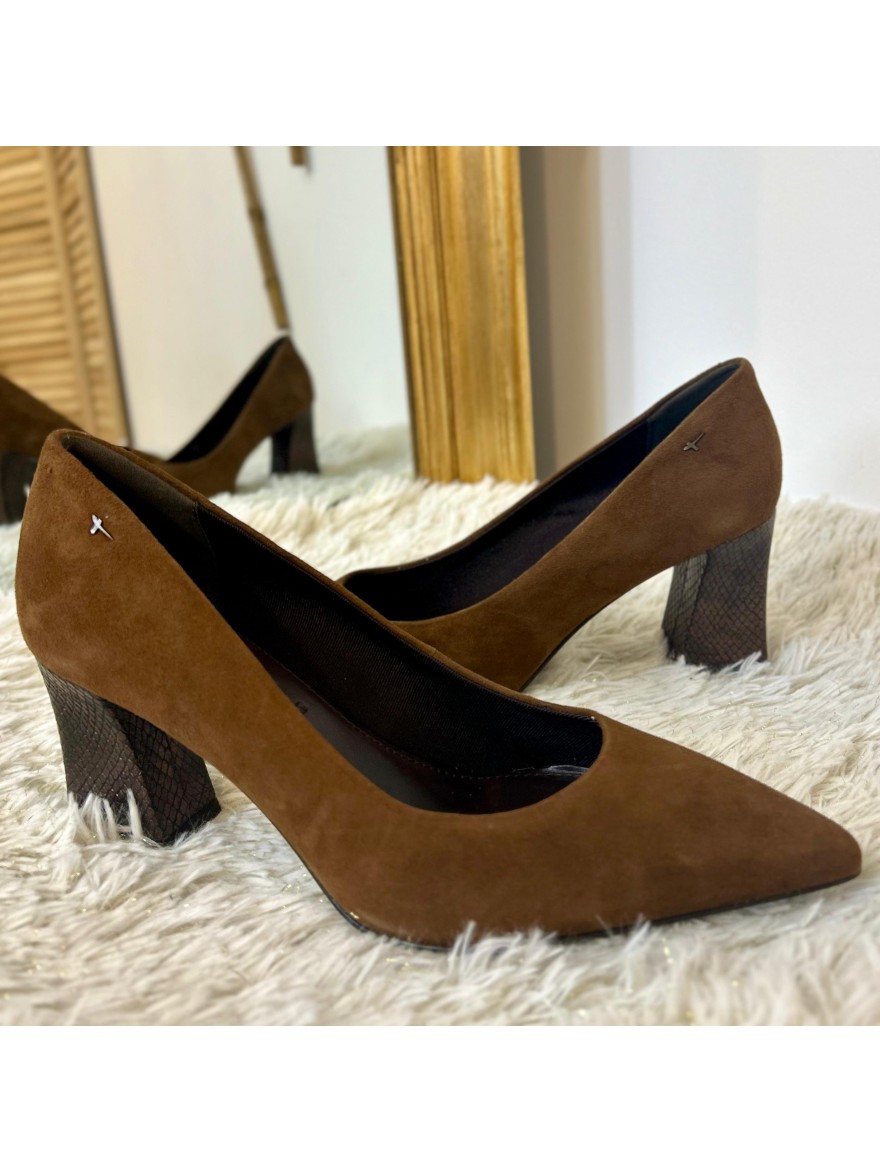 Escarpin Tamaris 22427-67 cognac velours talon 7,5 cm | Marina & Paloma