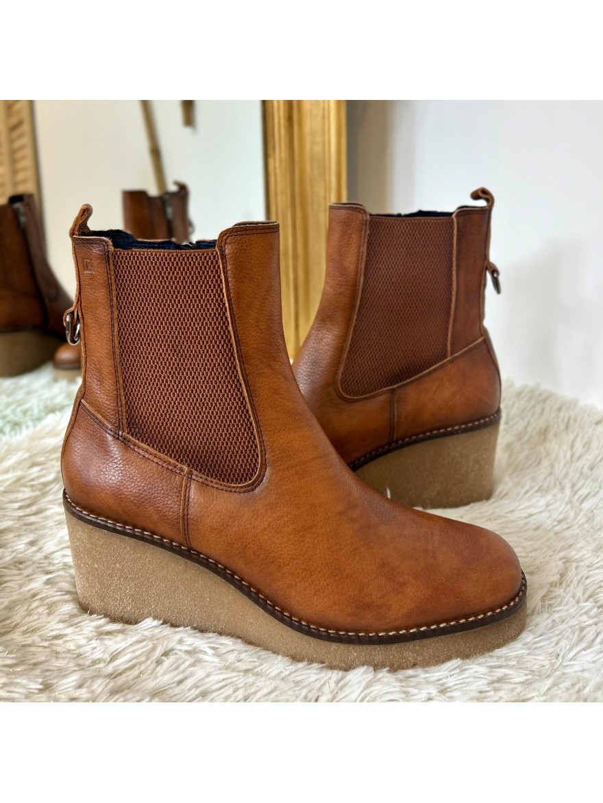 Bottine compensée Dorking LALIE D9191 cuir cuero 7 cm | Marina & Paloma