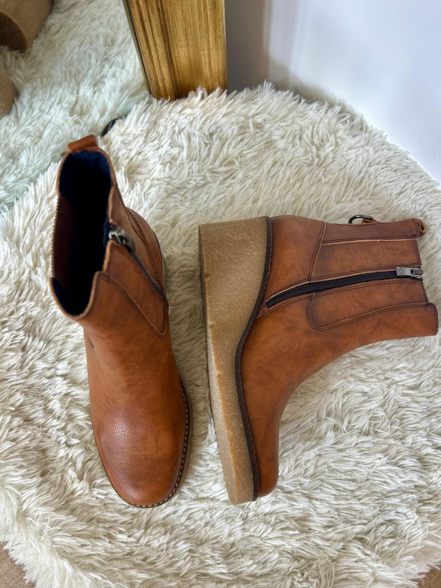 Bottine compensée Dorking LALIE D9191 cuir cuero 7 cm | Marina & Paloma