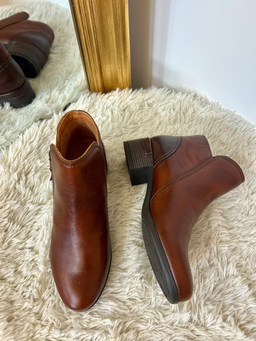 Bottine Pikolinos Malaga W6W-8648 Camel cuir et talon bloc | Marina & Paloma