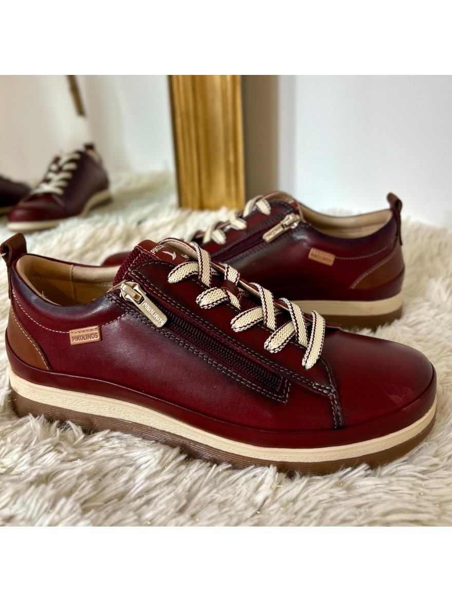 Basket Pikolinos Vigo W3W-6979 Bordeaux Cuir & Memory Foam | Marina & Paloma