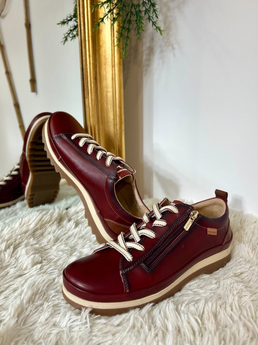 Basket Pikolinos Vigo W3W-6979 Bordeaux Cuir & Memory Foam | Marina & Paloma