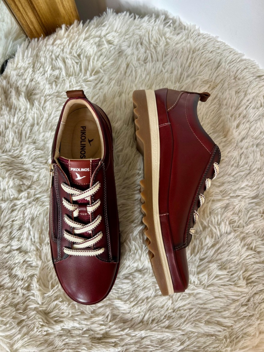 Basket Pikolinos Vigo W3W-6979 Bordeaux Cuir & Memory Foam | Marina & Paloma
