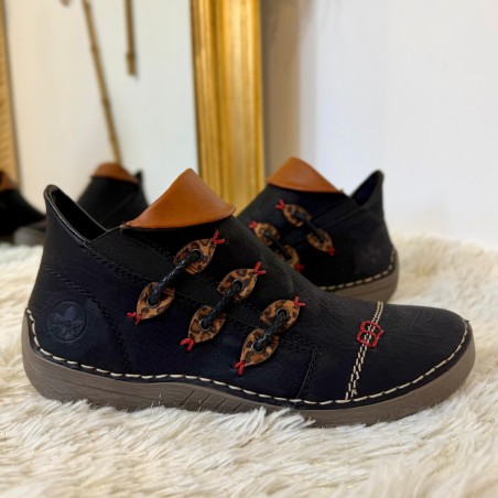 Basket Confort Rieker 72581-00 noire souple et légère | Marina & Paloma