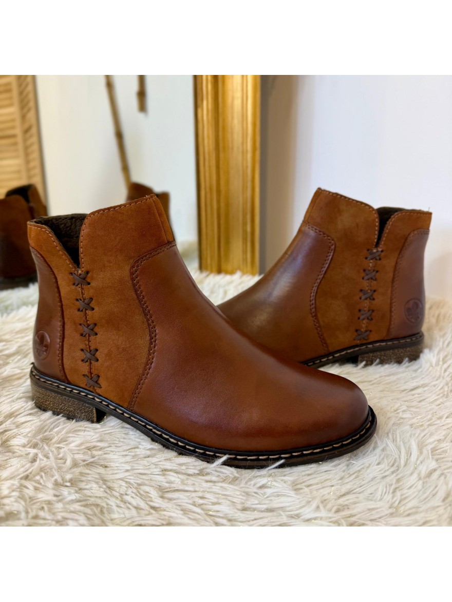 Bottine Plate Rieker Z4951-24 marron cuir Antistress | Marina & Paloma
