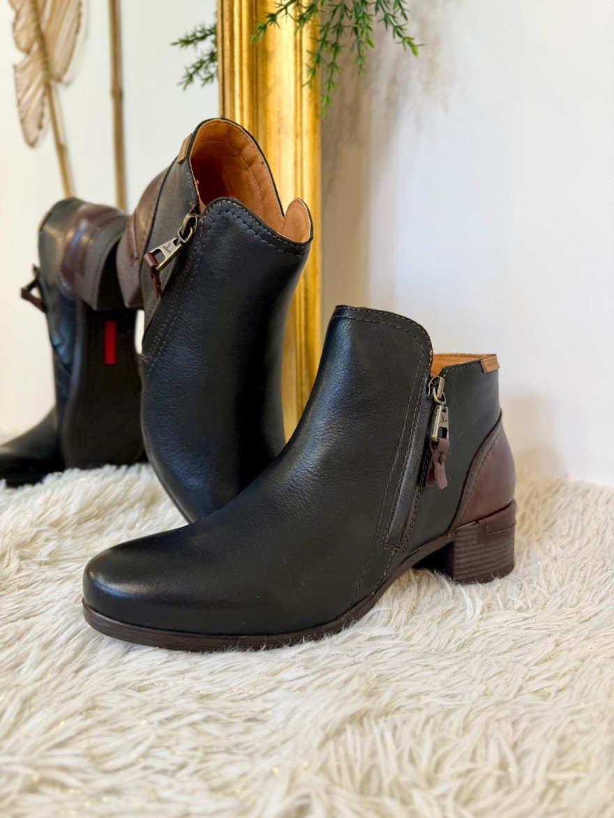 Bottine Pikolinos Malaga W6W-8648 Cuir Noir & Talon Bloc | Marina & Paloma