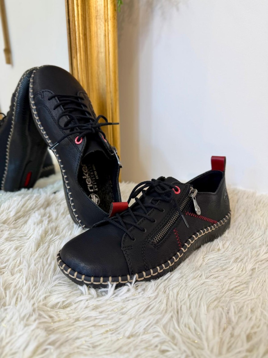 Basket Rieker Basse N2401-00 Noire & Semelle Amovible | Marina & Paloma