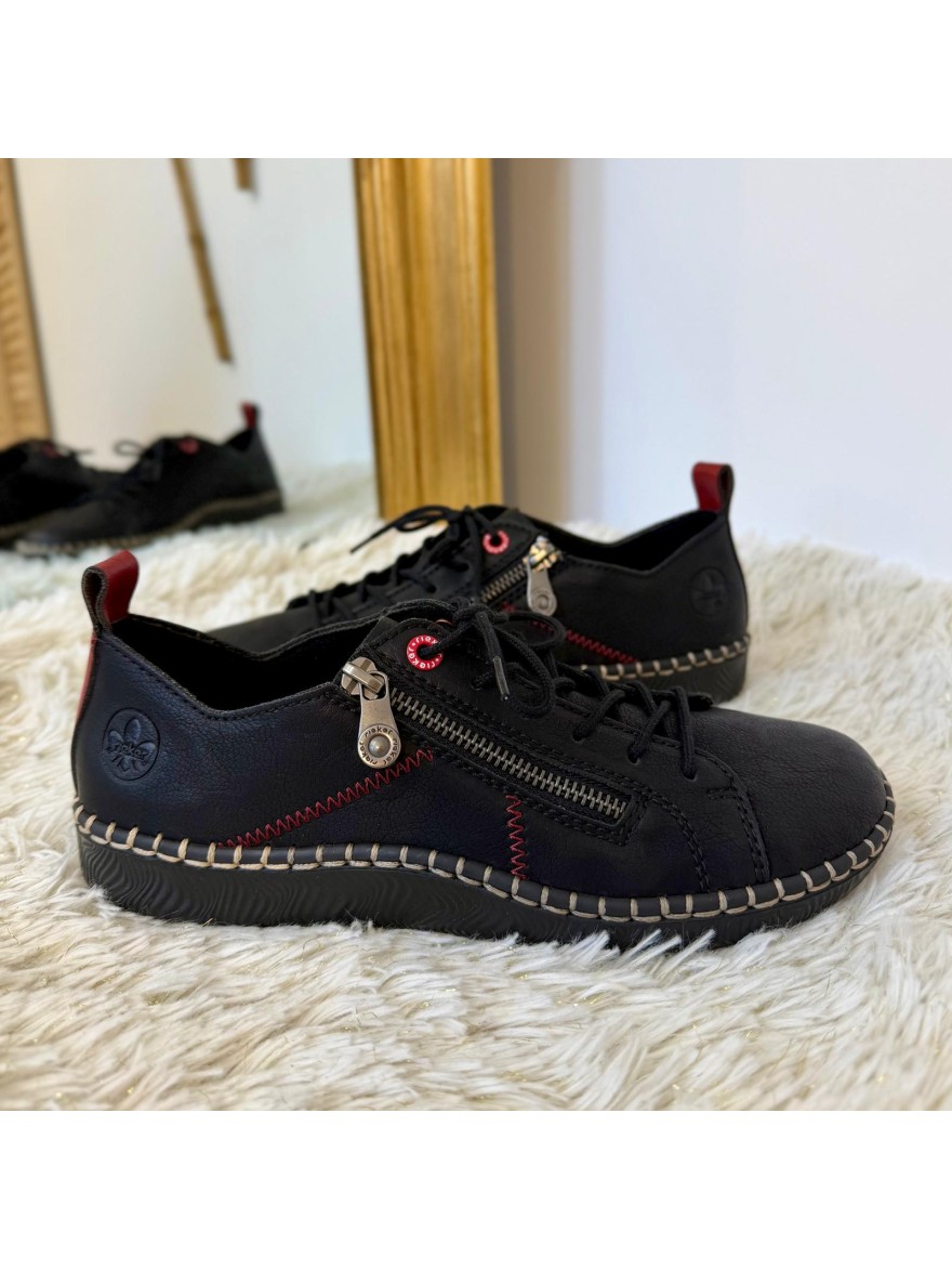 Basket Rieker Basse N2401-00 Noire & Semelle Amovible | Marina & Paloma