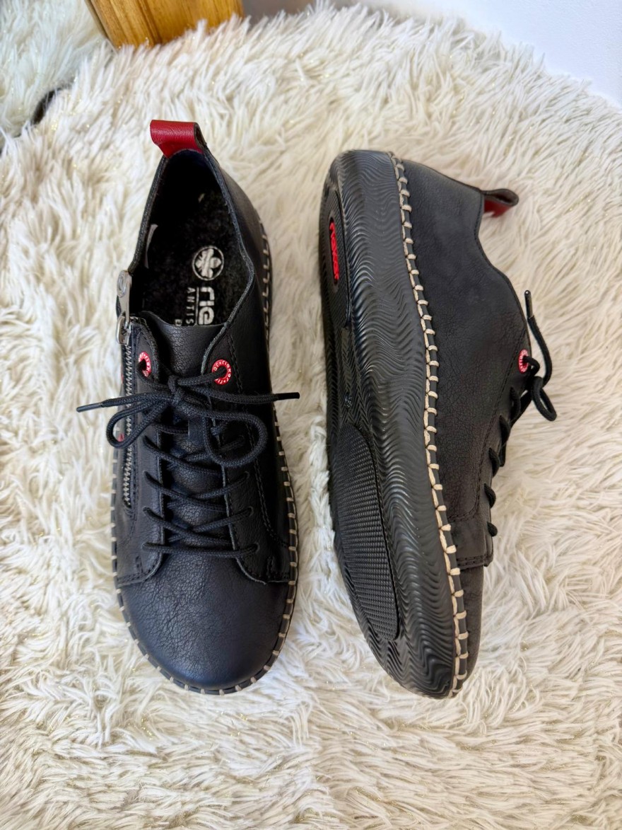 Basket Rieker Basse N2401-00 Noire & Semelle Amovible | Marina & Paloma