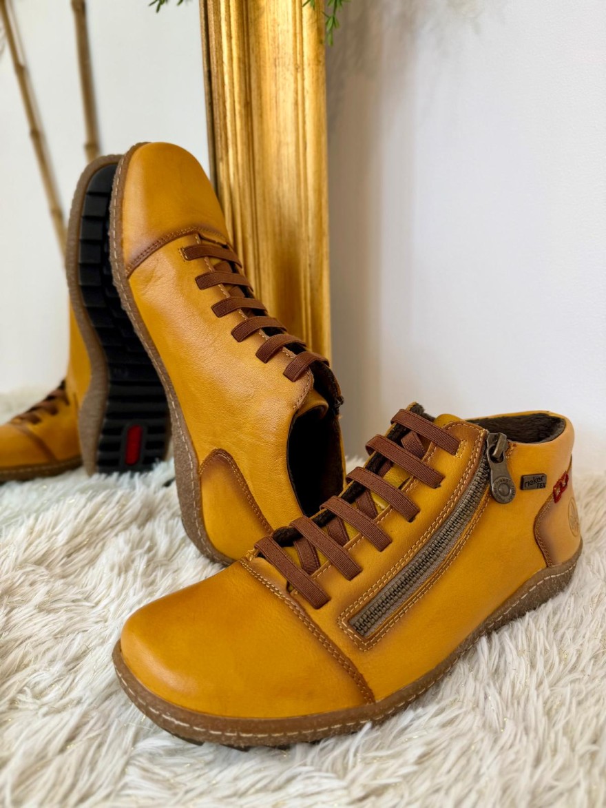 Basket Montante Rieker Jaune L7563-68 Cuir & Semelle Amovible | Marina & Paloma