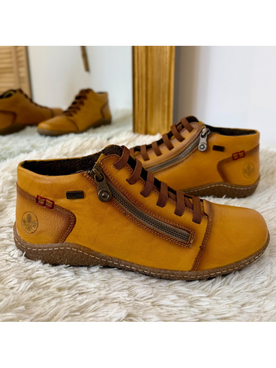 Basket Montante Rieker Jaune L7563-68 Cuir & Semelle Amovible | Marina & Paloma