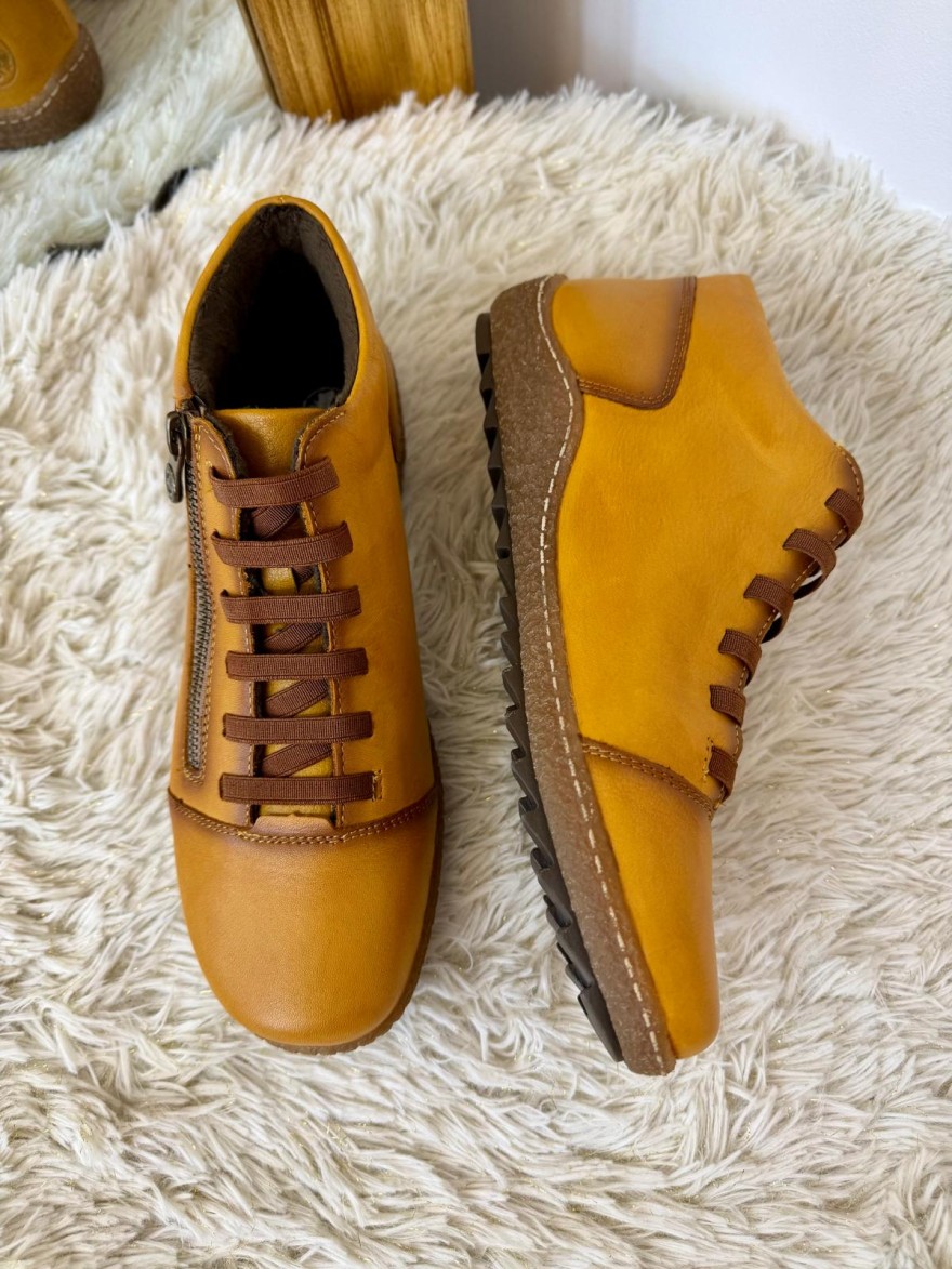 Basket Montante Rieker Jaune L7563-68 Cuir & Semelle Amovible | Marina & Paloma