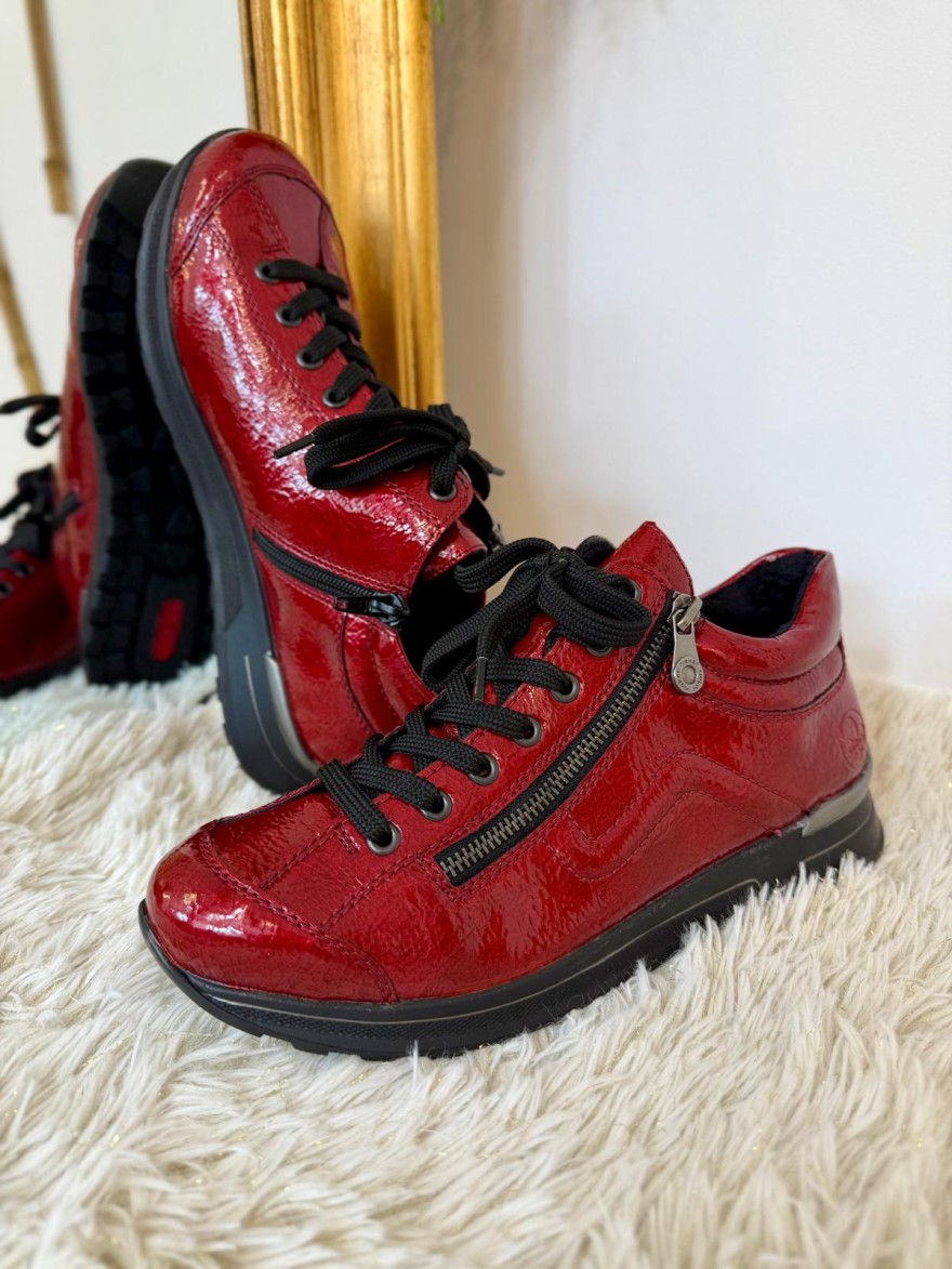 Basket Montante Rieker N1400-33 Rouge Vernis & Largeur H | Marina & Paloma