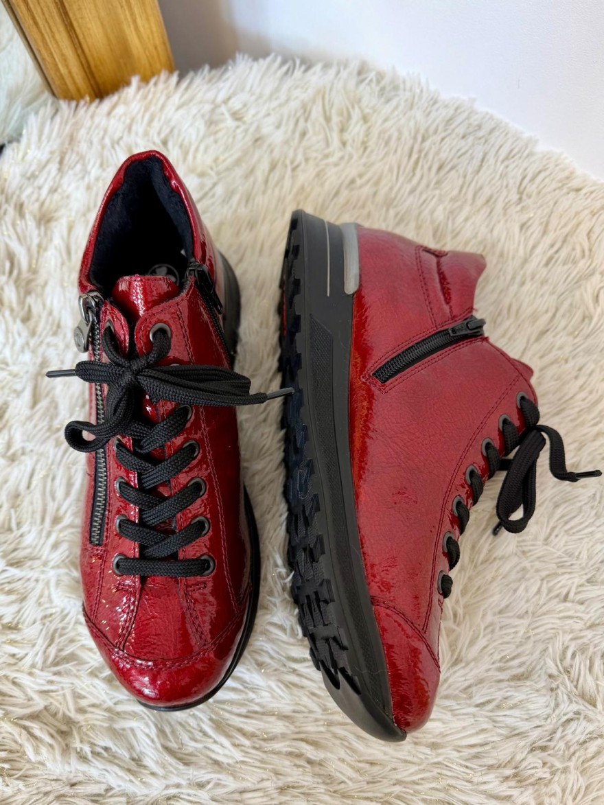 Basket Montante Rieker N1400-33 Rouge Vernis & Largeur H | Marina & Paloma