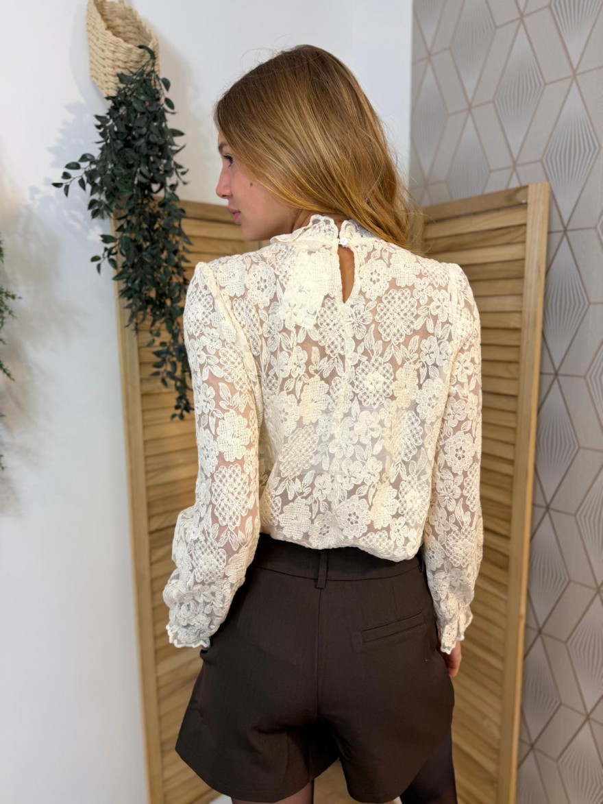 Chemise en Dentelle Col Montant In April 86 Transparente | Marina & Paloma