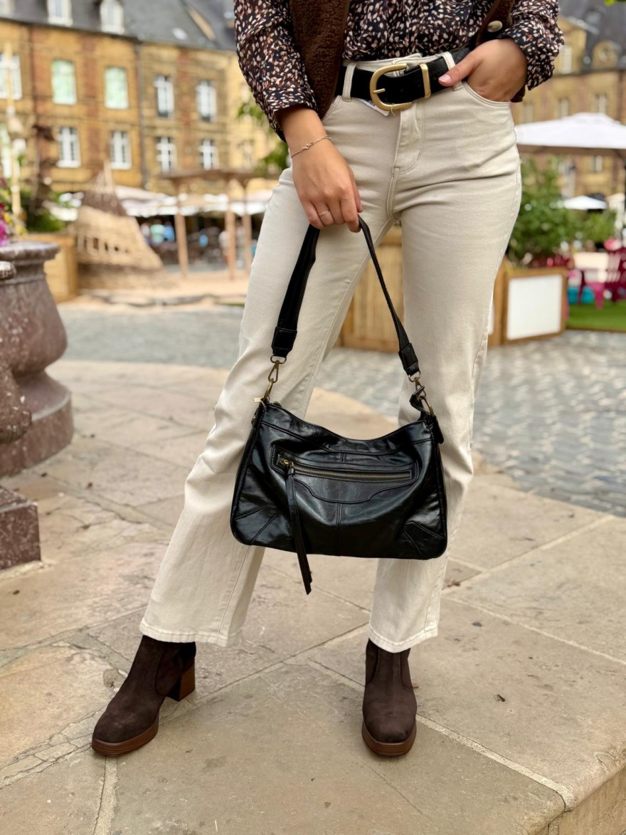 Jean Flare Beige Nina Carter Taille Haute Confortable | Marina & Paloma