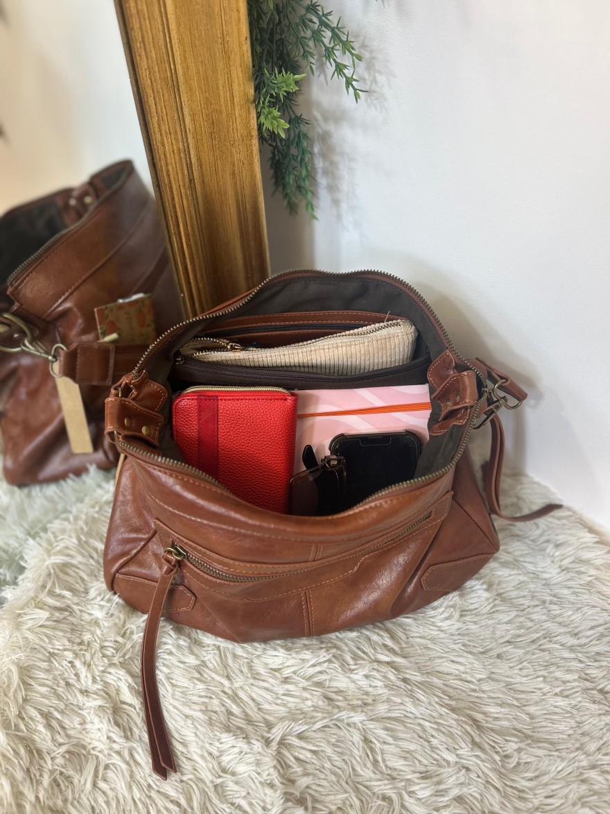 Sac Bandoulière Mandoline Effet Froissé et Patiné Souple | Marina & Paloma