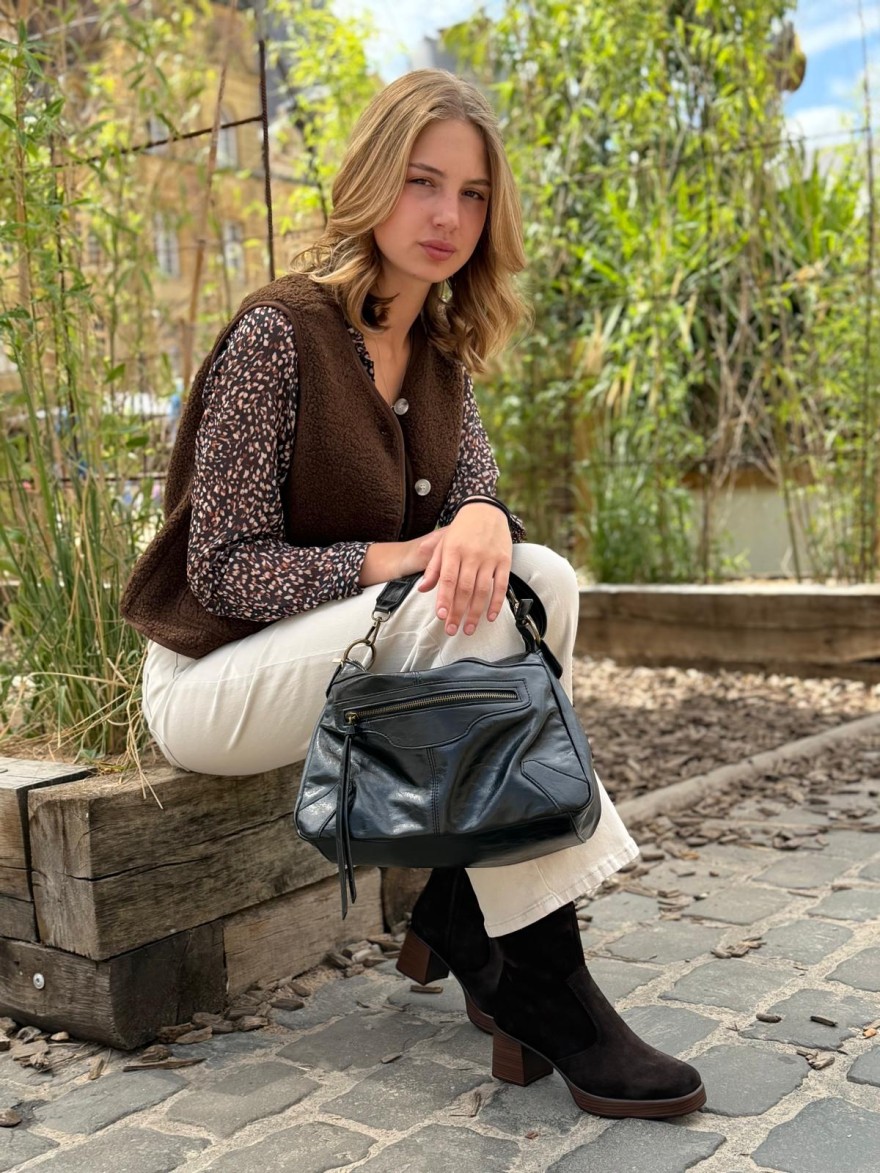 Sac Bandoulière Mandoline Effet Froissé et Patiné Souple | Marina & Paloma