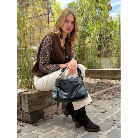 Sac Bandoulière Mandoline Effet Froissé et Patiné Souple | Marina & Paloma