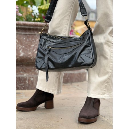 Sac Bandoulière Mandoline Effet Froissé et Patiné Souple | Marina & Paloma