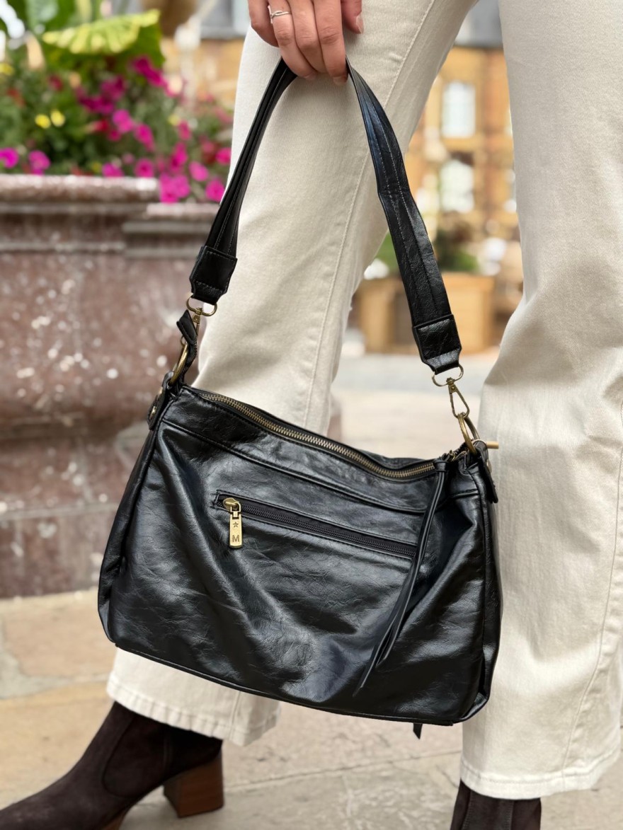 Sac Bandoulière Mandoline Effet Froissé et Patiné Souple | Marina & Paloma