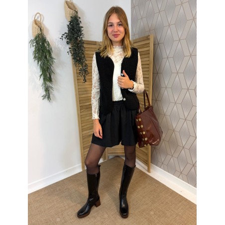 Haut en Dentelle Beige Kilky Près du Corps & Transparent | Marina & Paloma