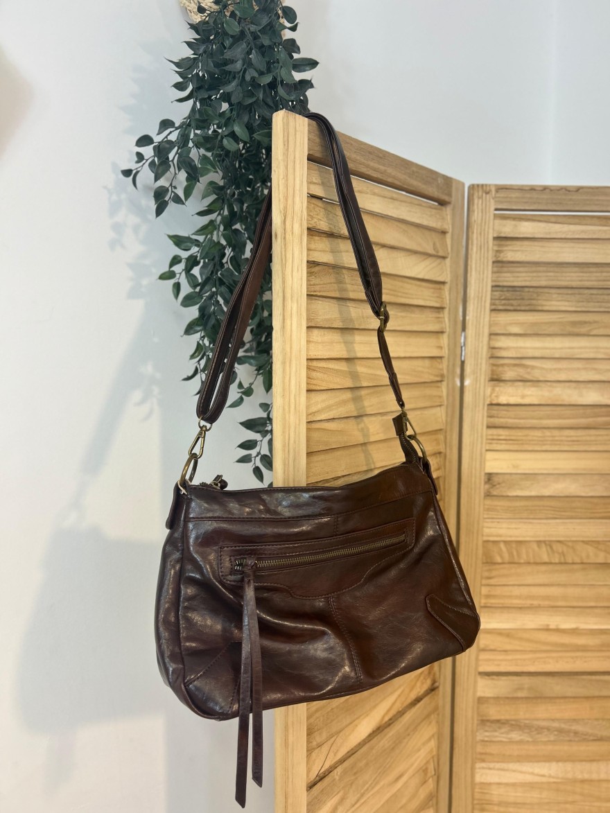 Sac Bandoulière Mandoline Effet Froissé et Patiné Souple | Marina & Paloma